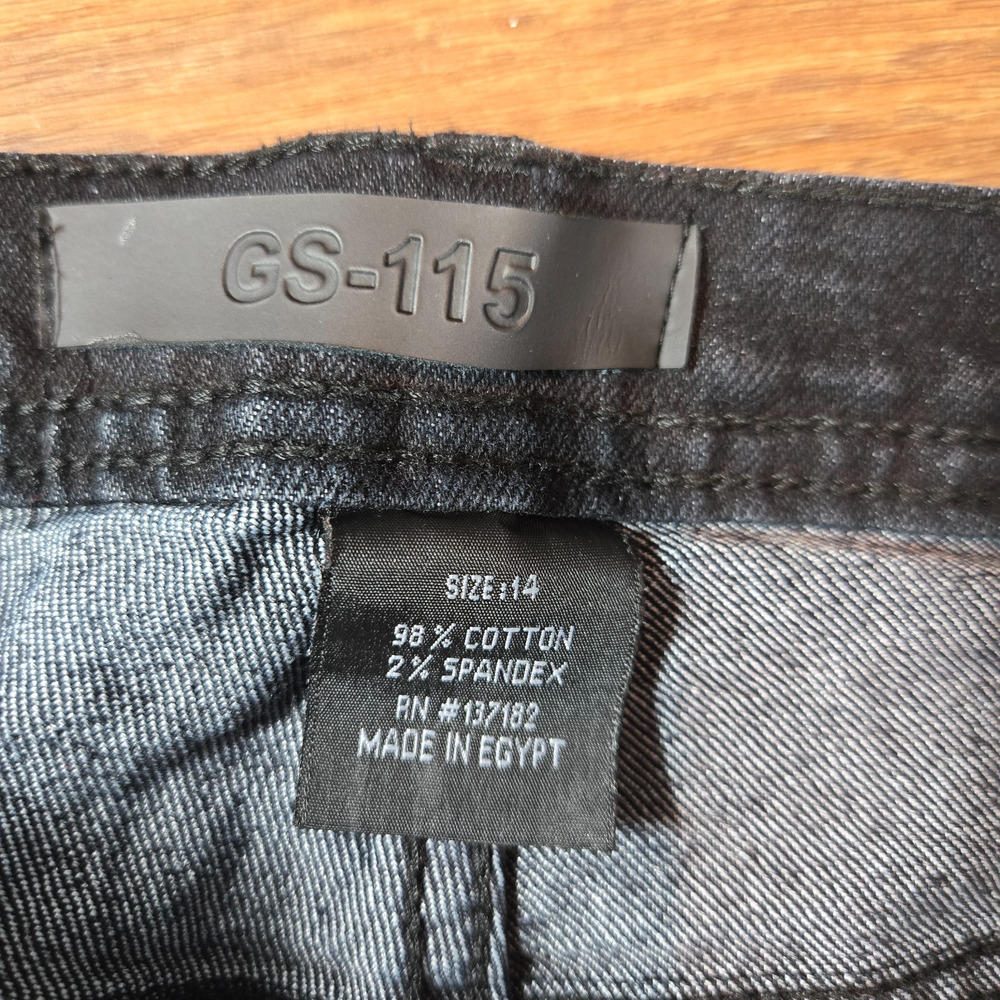 GS-115 Jeans Women’s Size 14 Black Distressed Denim Premium Casual Logo Pockets - Picture 4 of 11